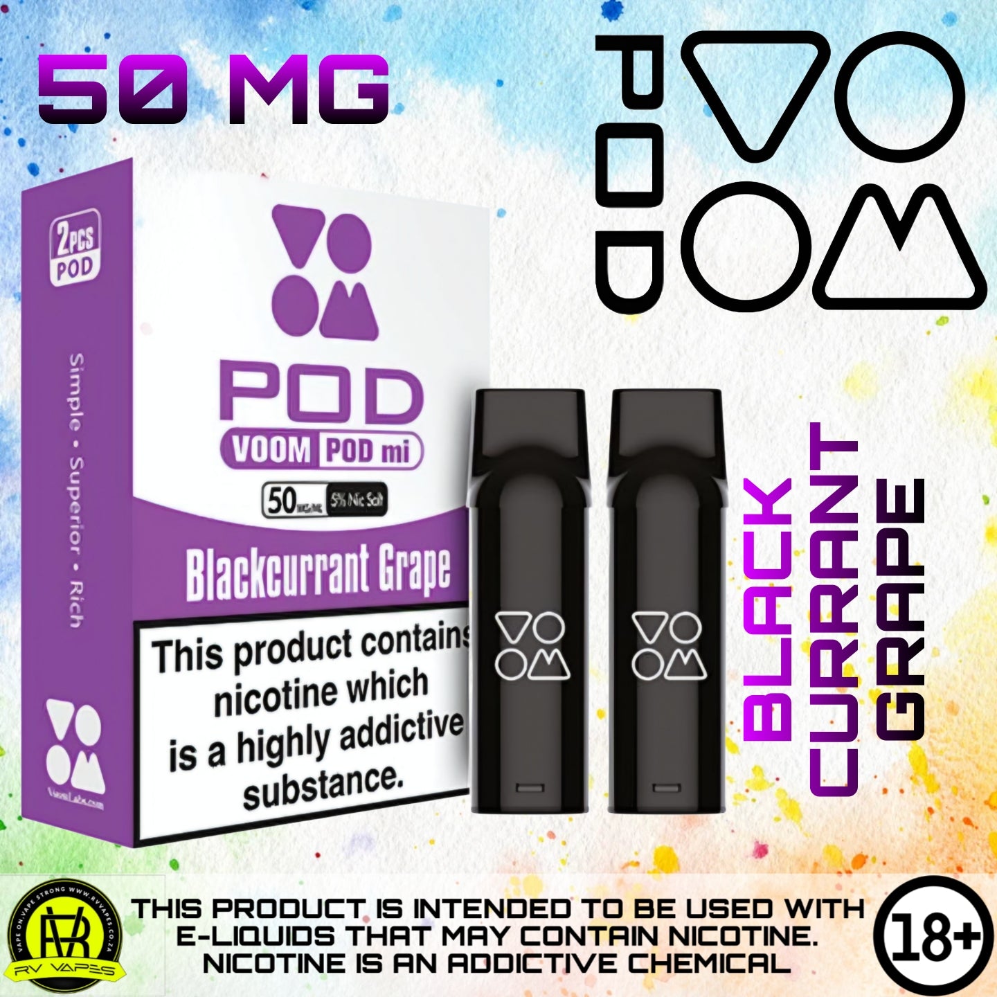 Voom Pod Blackcurrant Grape 5% Nic Slats